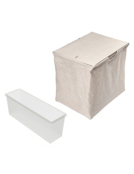 Emuca Kit  2 vassoio ausiliario, 1 cesto portabiancheria e telaio regolabile Quartz per armadi, chiusura ammortizzata