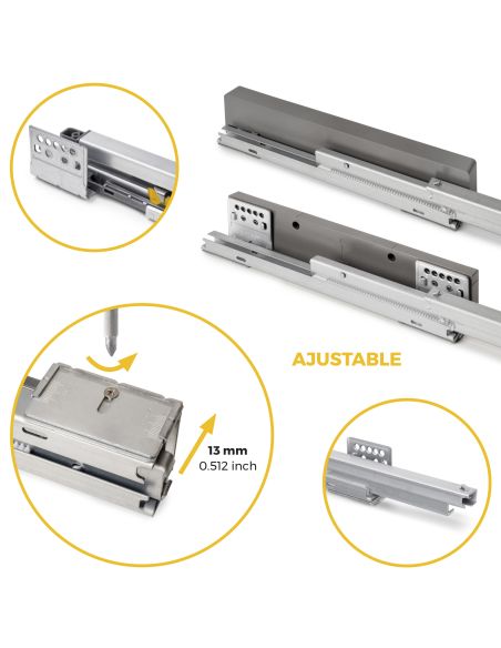 Emuca Kit  2 vassoio ausiliario, 1 cesto portabiancheria e telaio regolabile Quartz per armadi, chiusura ammortizzata