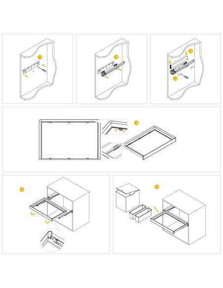 Emuca Kit  2 vassoio ausiliario, 1 cesto portabiancheria e telaio regolabile Quartz per armadi, chiusura ammortizzata