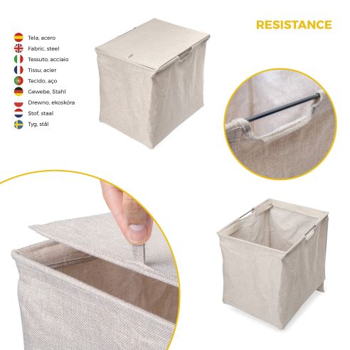 Emuca Kit  portapantaloni a 7 aste, cesto portabiancheria e telaio regolabile Quartz per armadi, chiusura ammortizzata