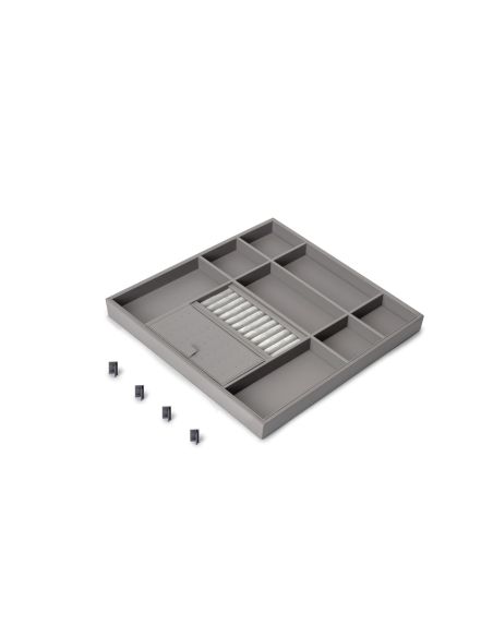 Emuca Cassetto organizzatore per armadi e cabine armadio Quartz, 440 (M60), Eco-pelle e legno, Titanio