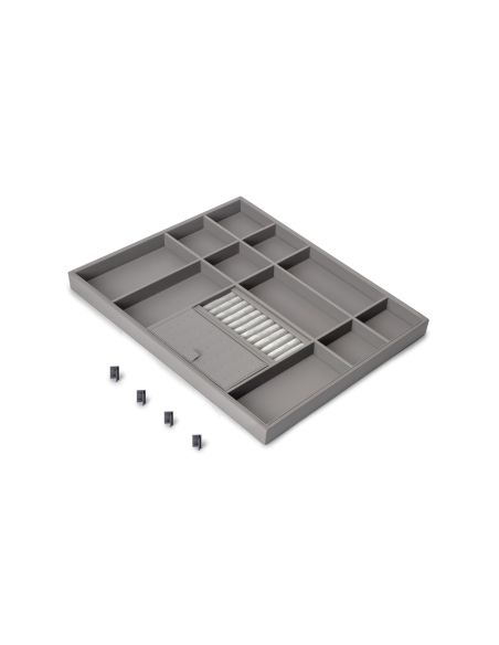 Emuca Cassetto organizzatore per armadi e cabine armadio Quartz, 540 (M70), Eco-pelle e legno, Titanio