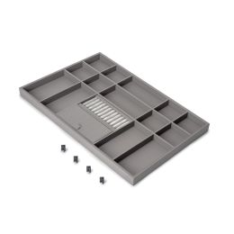 Emuca Cassetto organizzatore per armadi e cabine armadio Quartz, 640 (M80), Eco-pelle e legno, Titanio