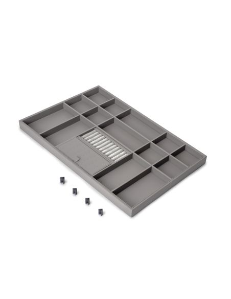 Emuca Cassetto organizzatore per armadi e cabine armadio Quartz, 640 (M80), Eco-pelle e legno, Titanio