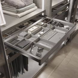 Emuca Cassetto organizzatore per armadi e cabine armadio Quartz, 640 (M80), Eco-pelle e legno, Titanio 2