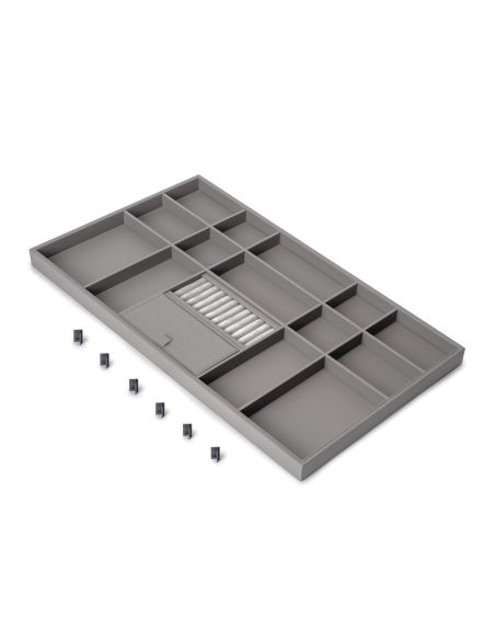 Emuca Cassetto organizzatore per armadi e cabine armadio Quartz, 740 (M90), Eco-pelle e legno, Titanio