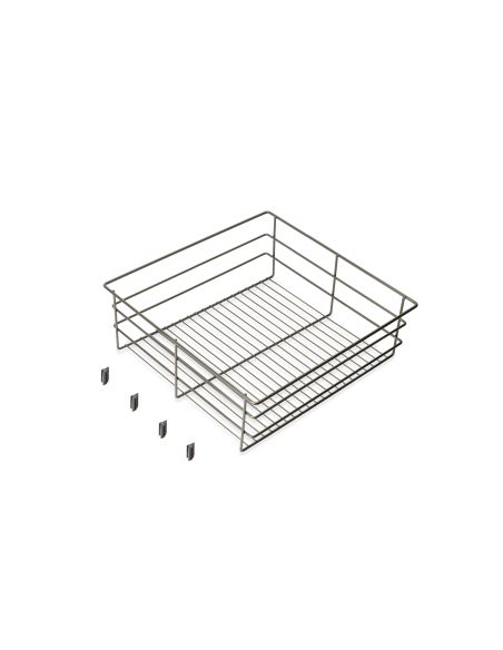 Emuca Cassetto in filo metallico per armadi e cabine armadio Quartz, 440mm (M60), Acciaio, Titanio