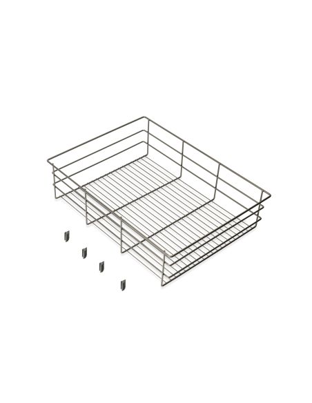 Emuca Cassetto in filo metallico per armadi e cabine armadio Quartz, 540mm (M70), Acciaio, Titanio