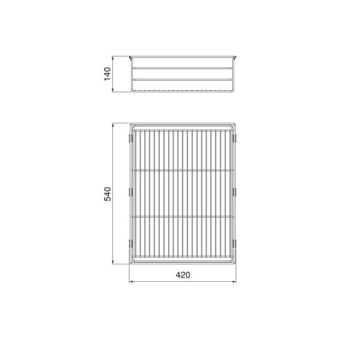 Emuca Cassetto in filo metallico per armadi e cabine armadio Quartz, 540mm (M70), Acciaio, Titanio