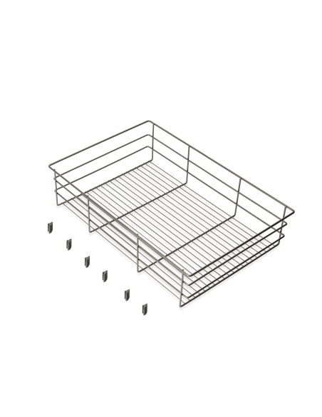 Emuca Cassetto in filo metallico per armadi e cabine armadio Quartz, 640mm (M80), Acciaio, Titanio