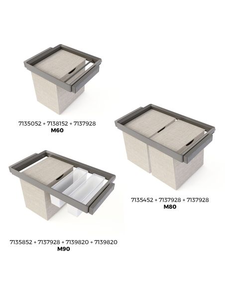 Emuca Cesto portabiancheria per armadi e cabine armadio Quartz, 418x320x400mm, Acciaio e Tessuto, Titanio