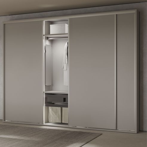 Emuca Specchio estraibile per interno dell'armadio Quartz, con rotazione 180°, 1.000x300mm, Alluminio, vetro e acciaio, Titanio