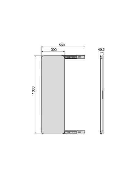 Emuca Specchio estraibile per interno dell'armadio Quartz, con rotazione 180°, 1.000x300mm, Alluminio, vetro e acciaio, Titanio