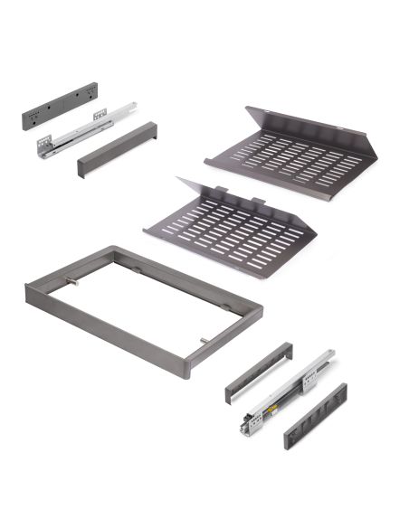 Emuca Kit di cassetto porta-scarpe estraibile per armadi Quartz, regolabile, modulo 600mm, Acciaio, alluminio e plastica
