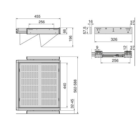 Emuca Kit di cassetto porta-scarpe estraibile per armadi Quartz, regolabile, modulo 600mm, Acciaio, alluminio e plastica
