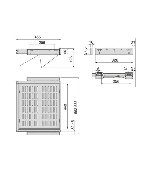 Emuca Kit di cassetto porta-scarpe estraibile per armadi Quartz, regolabile, modulo 600mm, Acciaio, alluminio e plastica
