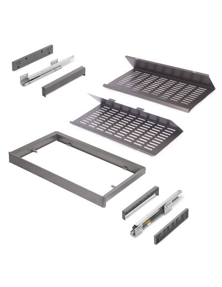 Emuca Kit di cassetto porta-scarpe estraibile per armadi Quartz, regolabile, modulo 700mm, Acciaio, alluminio e plastica