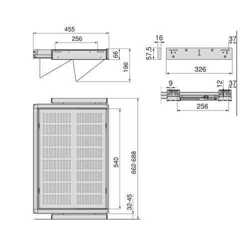 Emuca Kit di cassetto porta-scarpe estraibile per armadi Quartz, regolabile, modulo 700mm, Acciaio, alluminio e plastica