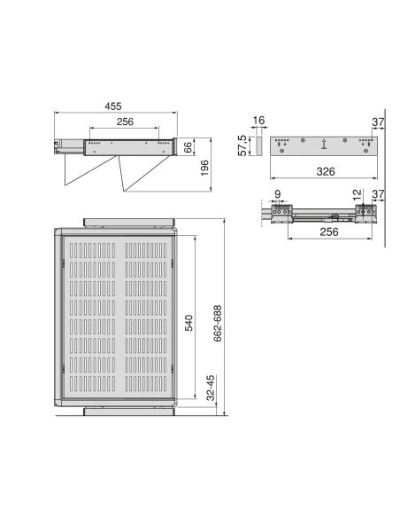 Emuca Kit di cassetto porta-scarpe estraibile per armadi Quartz, regolabile, modulo 700mm, Acciaio, alluminio e plastica