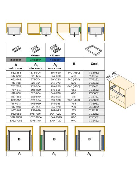 Emuca Kit di cassetto porta-scarpe estraibile per armadi Quartz, regolabile, modulo 700mm, Acciaio, alluminio e plastica