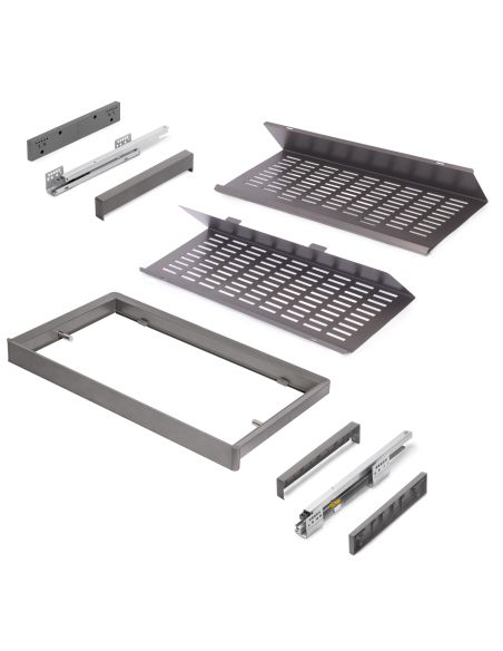 Emuca Kit di cassetto porta-scarpe estraibile per armadi Quartz, regolabile, modulo 800mm, Acciaio, alluminio e plastica