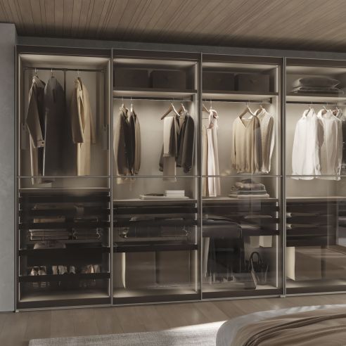 Emuca Kit di cassetto porta-scarpe estraibile per armadi Quartz, regolabile, modulo 800mm, Acciaio, alluminio e plastica