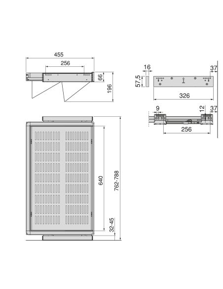 Emuca Kit di cassetto porta-scarpe estraibile per armadi Quartz, regolabile, modulo 800mm, Acciaio, alluminio e plastica