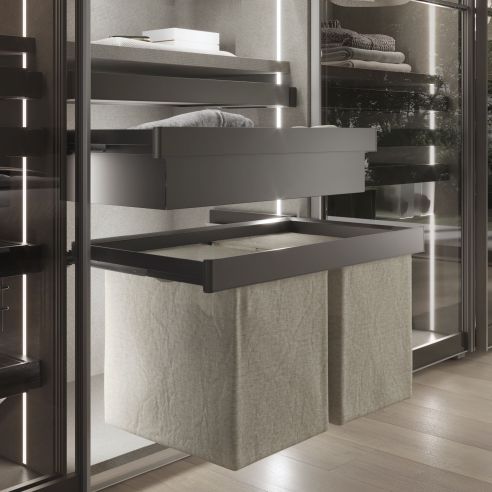 Emuca Cassetto metallico per armadi e cabine armadio Quartz, 740 (M90), Acciaio, Titanio