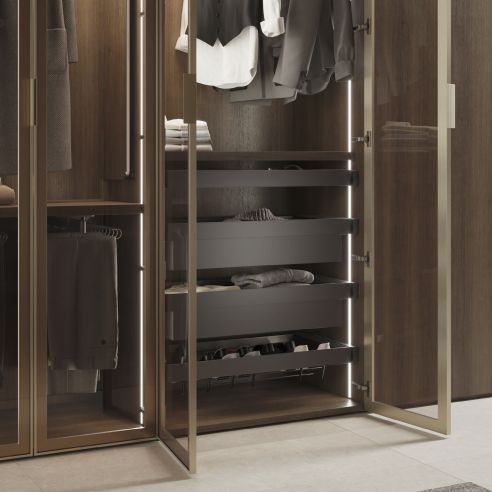 Emuca Cassetto metallico per armadi e cabine armadio Quartz, 740 (M90), Acciaio, Titanio