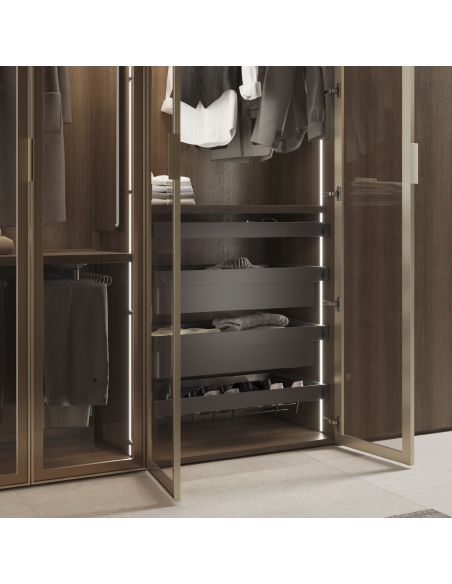 Emuca Cassetto metallico per armadi e cabine armadio Quartz, 740 (M90), Acciaio, Titanio