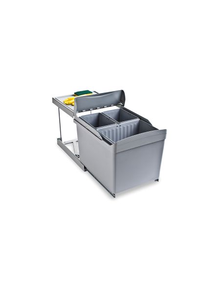 Emuca contenitore per la raccolta differenziata da montare sul fondo ed estraibile automaticamente in un mobile da cucina 1x16lt