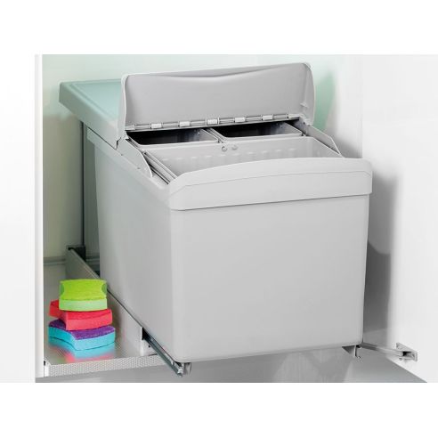 Emuca contenitore per la raccolta differenziata da montare sul fondo ed estraibile automaticamente in un mobile da cucina 1x16lt