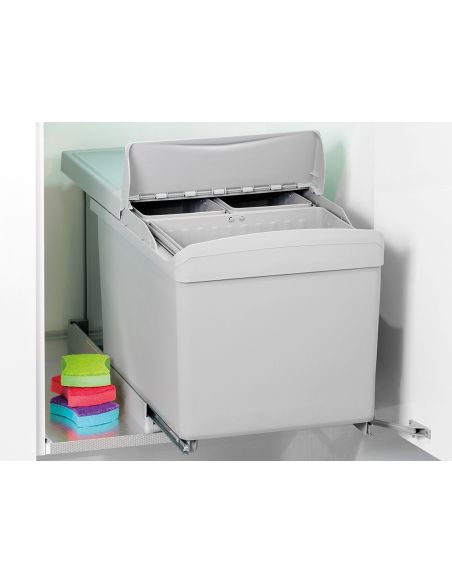 Emuca contenitore per la raccolta differenziata da montare sul fondo ed estraibile automaticamente in un mobile da cucina 1x16lt