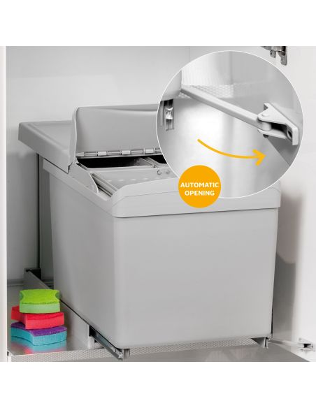 Emuca contenitore per la raccolta differenziata da montare sul fondo ed estraibile automaticamente in un mobile da cucina 1x16lt