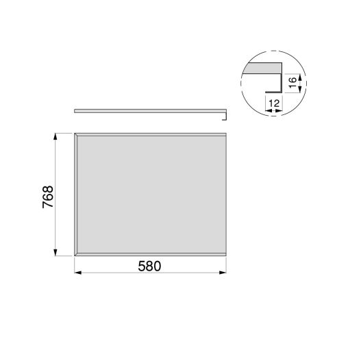 Emuca Fondi sotto lavello 16mm, 800, Alluminio naturale, Alluminio