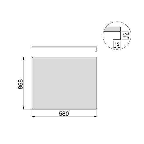 Emuca Fondi sotto lavello 16mm, 900, Alluminio naturale, Alluminio