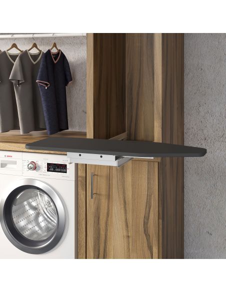 Emuca Asse da stiro pieghevole Iron 180º per mobile, Acciaio e Legno