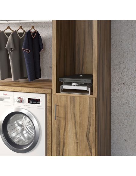 Emuca Asse da stiro pieghevole Iron 180º per mobile, Acciaio e Legno