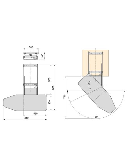 Emuca Asse da stiro pieghevole Iron 180º per mobile, Acciaio e Legno