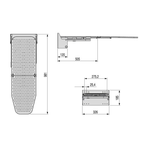 Emuca Tavola da stiro pieghevole a muro Iron Wall, girevole 180º, in acciaio e legno, Bianco