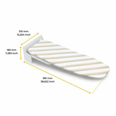 Emuca Tavola da stiro pieghevole a muro Iron Wall, girevole 180º, in acciaio e legno, Bianco