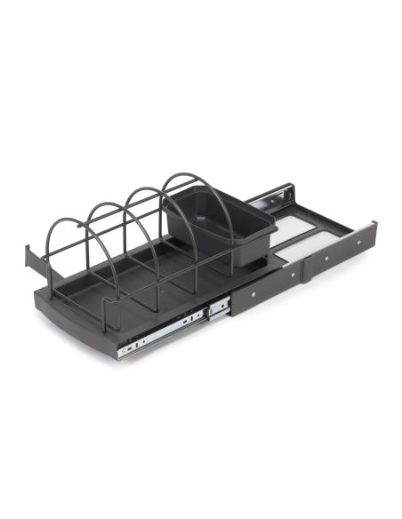 Emuca Vassoio per accessori da cucina con fissaggio sul fondo ed estraibile manualmente, Tecnoplastica Grigio antracite