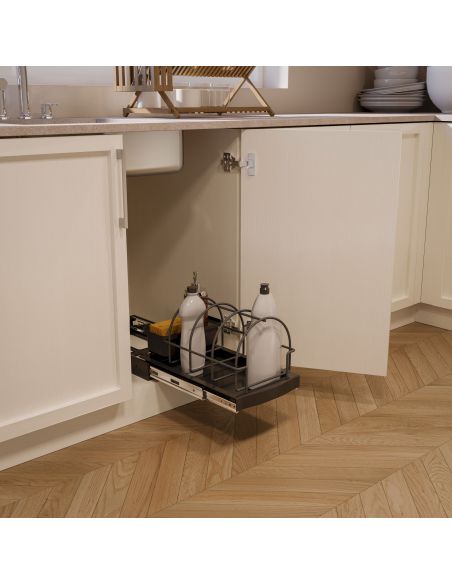 Emuca Vassoio per accessori da cucina con fissaggio sul fondo ed estraibile manualmente, Tecnoplastica Grigio antracite