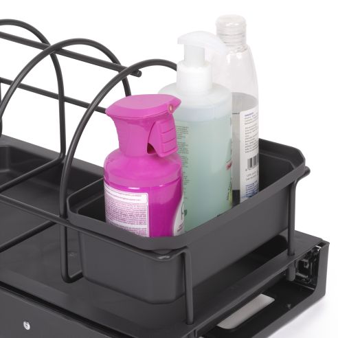 Emuca Vassoio per accessori da cucina con fissaggio sul fondo ed estraibile manualmente, Tecnoplastica Grigio antracite