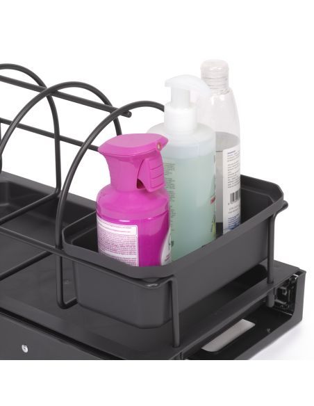 Emuca Vassoio per accessori da cucina con fissaggio sul fondo ed estraibile manualmente, Tecnoplastica Grigio antracite