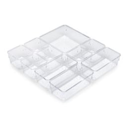 Emuca Kit di 10 contenitori organizer Cube per cassetti, Plastica, Trasparente