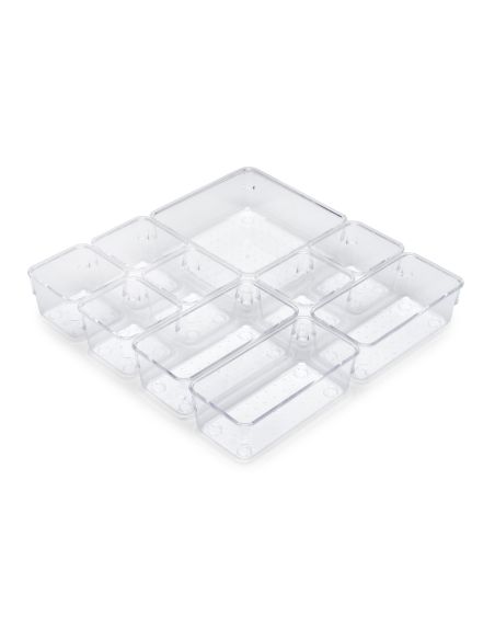 Emuca Kit di 10 contenitori organizer Cube per cassetti, Plastica, Trasparente
