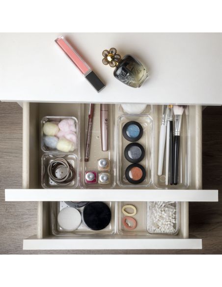 Emuca Kit di 10 contenitori organizer Cube per cassetti, Plastica, Trasparente