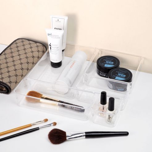 Emuca Kit di 10 contenitori organizer Cube per cassetti, Plastica, Trasparente