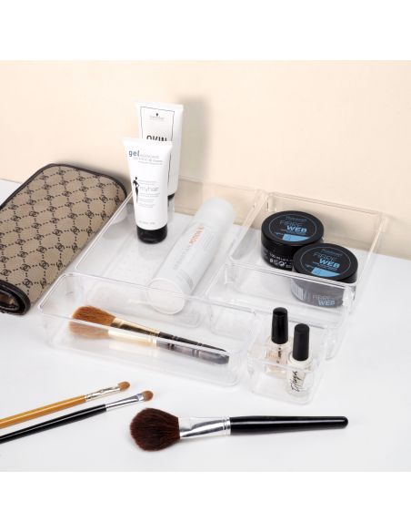 Emuca Kit di 10 contenitori organizer Cube per cassetti, Plastica, Trasparente